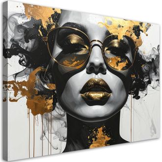 Feeby Impresi&oacute;n De Imagen, Retrato De Mujer Glamour Blanco Y Negro Oro, 120x80