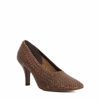 Dune London Womens Ladies Admired - Woven Leather Stiletto Heel Court Shoes - Brown - Size UK 5