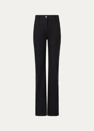 Akris Chess Denim Straight-Leg Pants