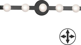 Dainolite 5 Light Matte Black Vanity w/ Frosted Glass