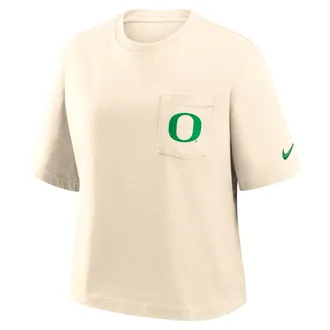 Nike Oregon Pocket Boxy Nike Womens College T-Shirt in Brown | 11CM15AUON-RMN