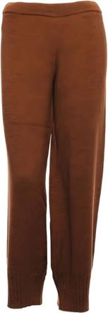 Akep Gebreide Rechte Broek - Dames - Straight fit broeken - Bruin - XS - Polyester - Broeken