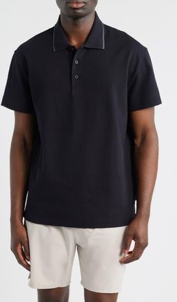 On Courtside Tipped Piqu&eacute; Polo in Black/Eclipse at Nordstrom, Size Xx-Large