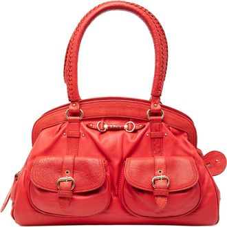 Dior Pre-owned Womens Large Calfskin My Frame Handbag - Poppy Leather - One Size