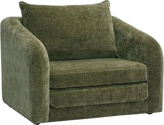 Miliboo Sill&oacute;n Convertible En Tela Efecto Terciopelo Texturizado Verde Caqui Mahaut