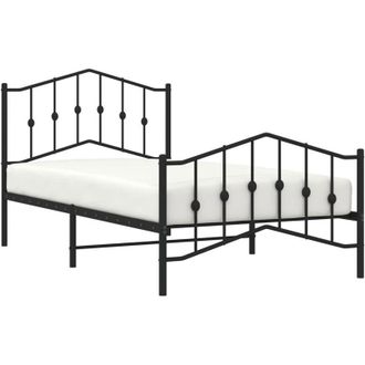 vidaXL Estructura Cama Sin Colch&oacute;n Con Estribo Metal Negro 100x190 Cm Vidaxl