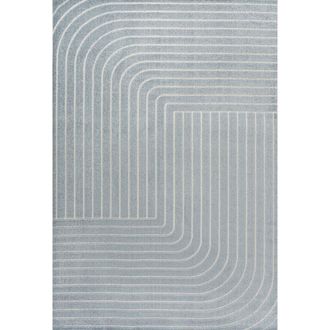 Jonathan Y Designs Odense High-Low Minimalist Angle Geometric Indoor/Outdoor Area Rug in Light Blue/cream at Nordstrom, Size 2Ft 0In X 8Ft 0In