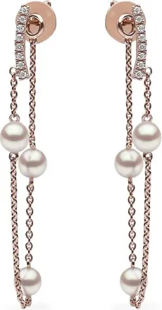 Yoko London Orecchini in oro rosa 18 carati con perla dacqua dolce e diamante