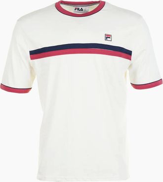 Fila Mens Fila Rosario T-Shirt Gardenia/Garnet/Fila Navy - Size: 40