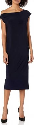 Norma Kamali Drop Shoulder Midi Dress In Midnight