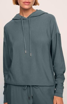 Eberjey Sweats Drop Shoulder Hoodie in Stone Blue at Nordstrom, Size X-Small