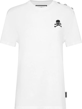 Philipp Plein T-Shirt Skull & Bones - Dames - T-shirts - Wit - XL - Katoen - Tops