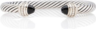 David Yurman Sterling Silver Onyx Diamond Cable Classics 7mm Cuff