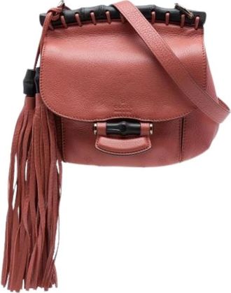 Gucci Pre-owned Nouveau Fringe - Dames - Vintage Schoudertas - Roze - ONE Size - Leer - Vintage