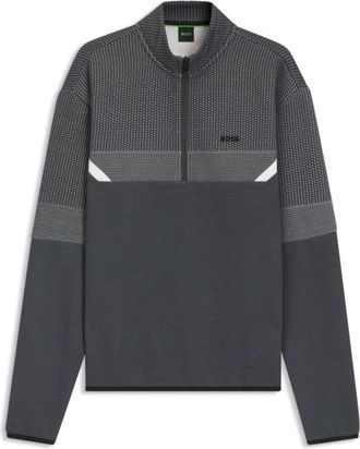 BOSS Relaxed-fit zip-neck sweatshirt with quilted jacquard