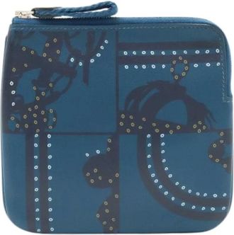 Hermès Pre-owned Clutches, female, Blue, Size: ONE SIZE Pre-owned Leather Pouch