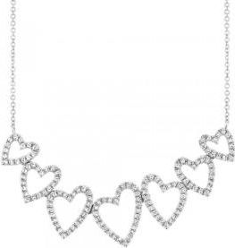 Allurez 0.33ct 14k White Gold Diamond Hearts Pendant Necklace