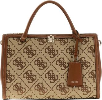 Guess Tassen, Dames, Beige, ONE Size, Polyester, Audrey Logo Satchel Tas