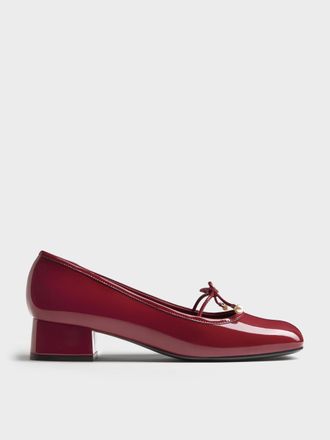 Charles & Keith Barbara Patent Pearl-Bow Ballet Pumps