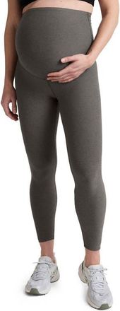 Beyond Yoga Empire Waist Maternity Leggings in True Gray Heather at Nordstrom, Size X-Large