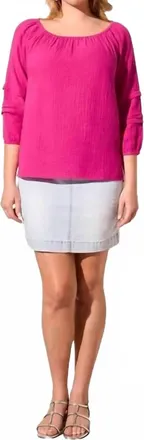 Tribal On-Off Shoulder Blouse In Passion Fruit