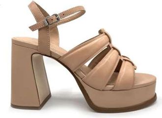Ash Nude Leren Plateau Sandalen - Dames - Sandalen met hakken - Beige - 39 EU - Leer - Schoenen