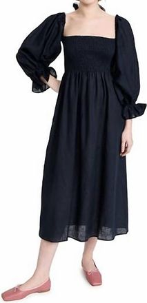 Sleeper Atlanta Linen Dress In Navy
