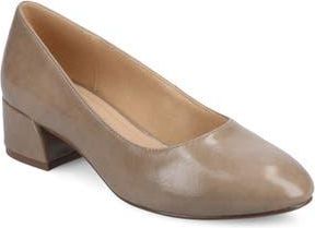 Journee Collection Saarii Block Heel Pump in Taupe Patent at Nordstrom Rack, Size 9.5