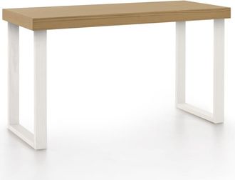 HOGAR 24 Escritorio de madera maciza natural, color encerado y blanco