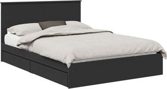 vidaXL Cama Con Almacenamiento Negro 140 X 190 Cm Madera De Ingenier&iacute;a Vidaxl