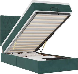 vidaXL Estructura Cama Otomana Colchones Terciopelo Verde Oscuro Vidaxl
