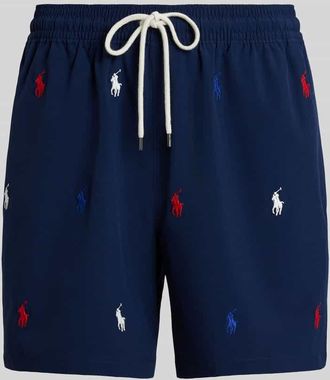 Ralph Lauren Regular Fit Badehose mit Logo-Stitching in Dunkelblau, Gr&ouml;&szlig;e XXL