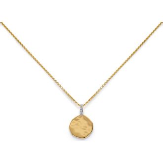 Monica Vinader Pav&eacute; Diamond Coin Pendant Necklace in 18K Gold Vermeil /Diamond at Nordstrom