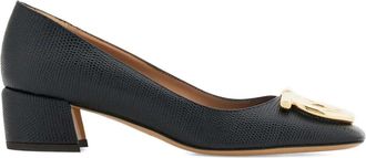 Ferragamo 40mm lizard Gancio pumps - women - Bos Taurus/Lambskin/Goat Skin/Calf Leather - 10.5C - Black