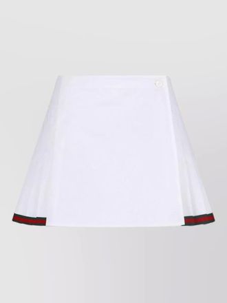 Gucci button detail contrast trim pleated midi skirt