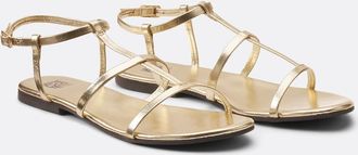 La Redoute Collections Platte sandalen in metallic leer