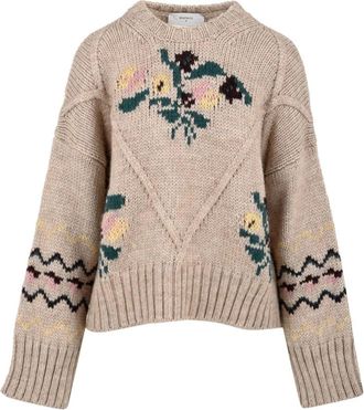 Beatrice .B Stijlvolle Coquille Sweater - Dames - Ronde hals truien - Bruin - S - Truien & Vesten