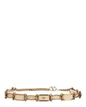 Valentino Chain-Link Leather Belt