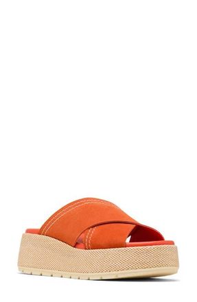 Sorel Sunpeak Platform Slide Sandal in Crimson Fire/Honey White at Nordstrom, Size 10.5