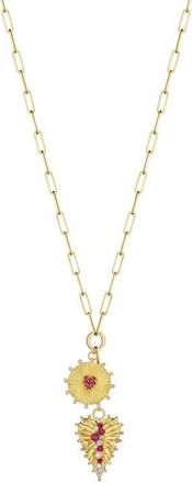 Hueb Penka Ruby & Diamond Pendant Necklace in Yellow Gold at Nordstrom, Size 18