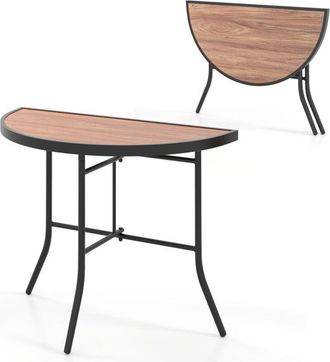 Costway Half-Round Folding Event Table Foldable Banquet Table-Brown