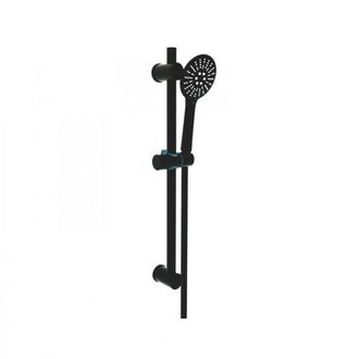 Clifton Shower Round Slide Rail Kit Black with Shower Head Hose & Fixings