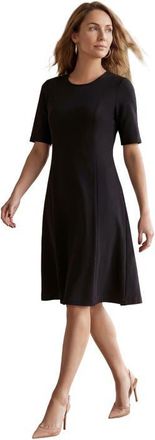 Jessica London Stretch Ponte Flare Dress in Black at Nordstrom, Size 36