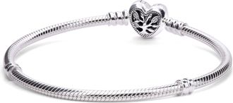 Pandora Moments Family Tree Heart Clasp Snake Chain Bracelet - 19