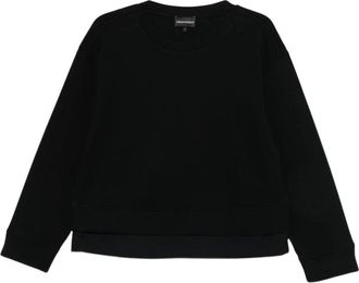 Emporio Armani Sweatshirts, female, Black, Size: XS Layered Detail Round Neck Sweatshirt
