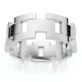 Pompeii3 Mens Calvin 8mm Interlocked Wedding Band 10k Gold Band