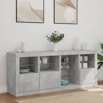 Berkfield Home Sideboard with LED Lights Concrete Grey 164x37x67 cm | Size: 164 x 37 x 67 cm