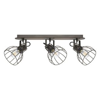 Loops Flush Ceiling Light Colour Brown Silver Shade Silver Steel Bulb E27 3x40W in Metallics