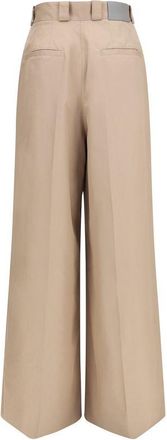 Balenciaga High-Waisted Cotton Twill Flared Trousers - Beige