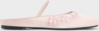Charles & Keith Satin Bow Square-Toe Mules